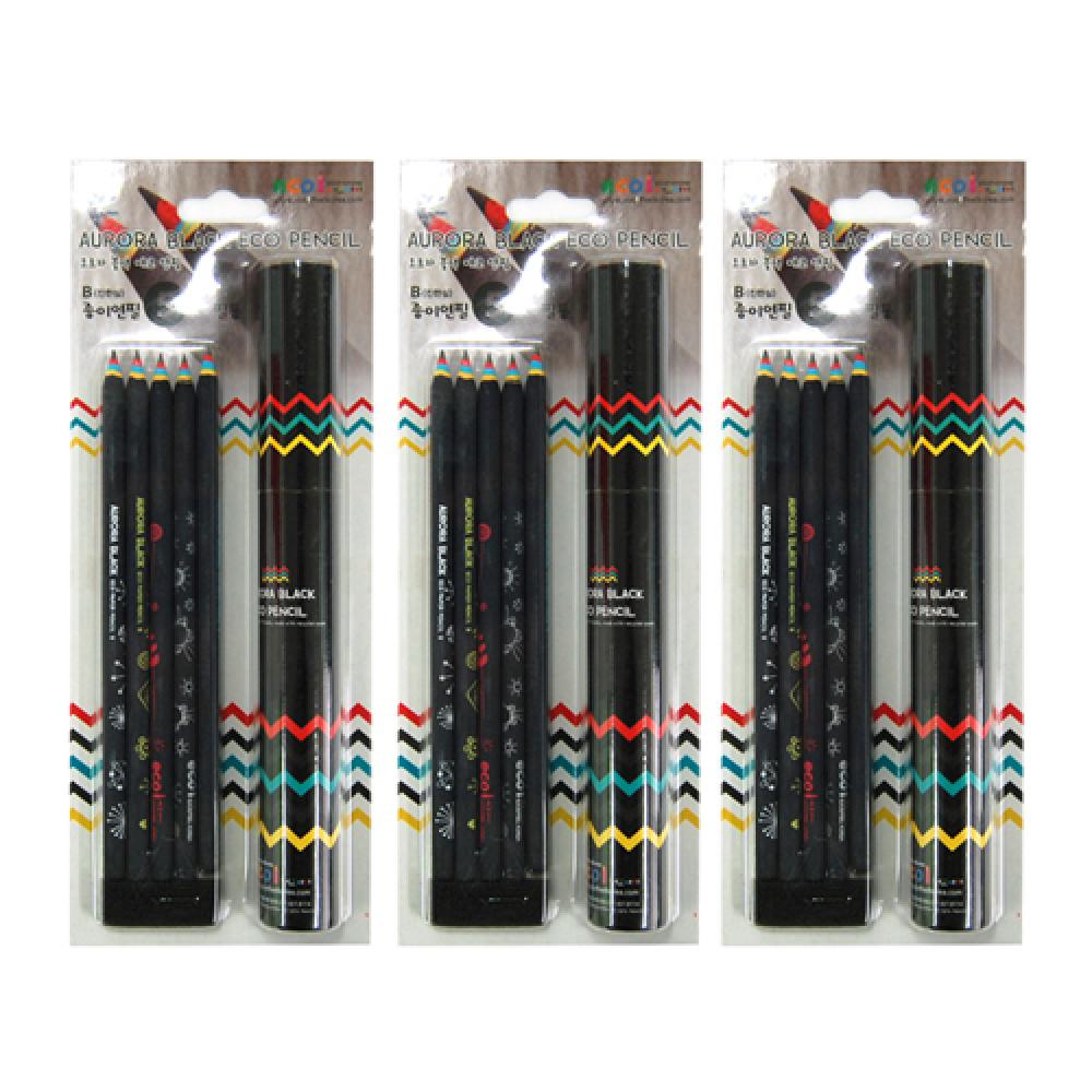 Aurora Black Pencil 5 pcs x 3 Sets With Paper Tube Case