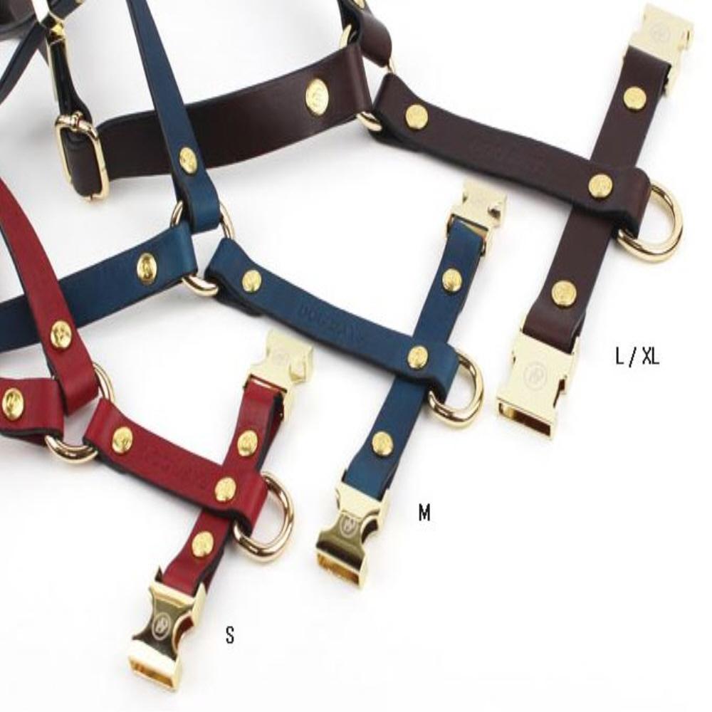 Retro leather gold harness(Blue)