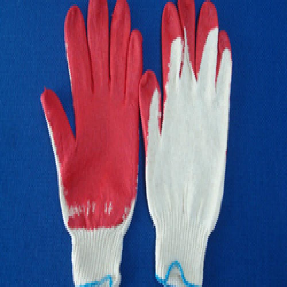 Red latex half coated gloves