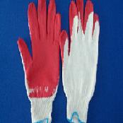 Red latex half coated gloves