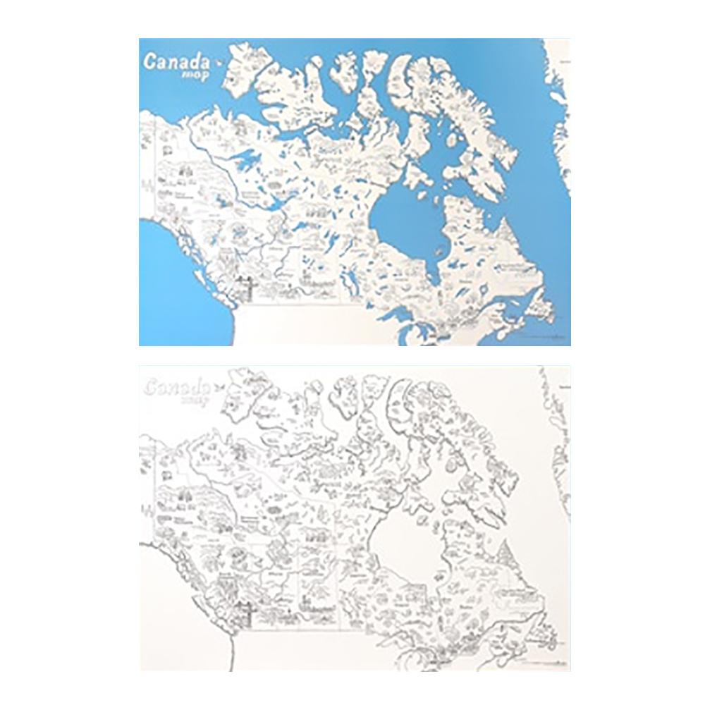 Dream Sky Nation-Map Decorative Coloring Painting DIY Paper Continent Map - Canada