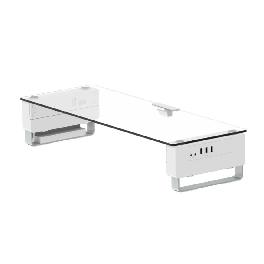 Computer Monitor riser R1 Height Adjustable, USB Hub and Tempered glass