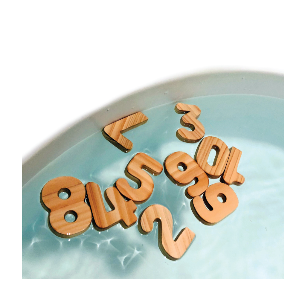 Korean Natural Bath Toy Brand, HINOKI WOODEN BATH TOYS - NUMERS