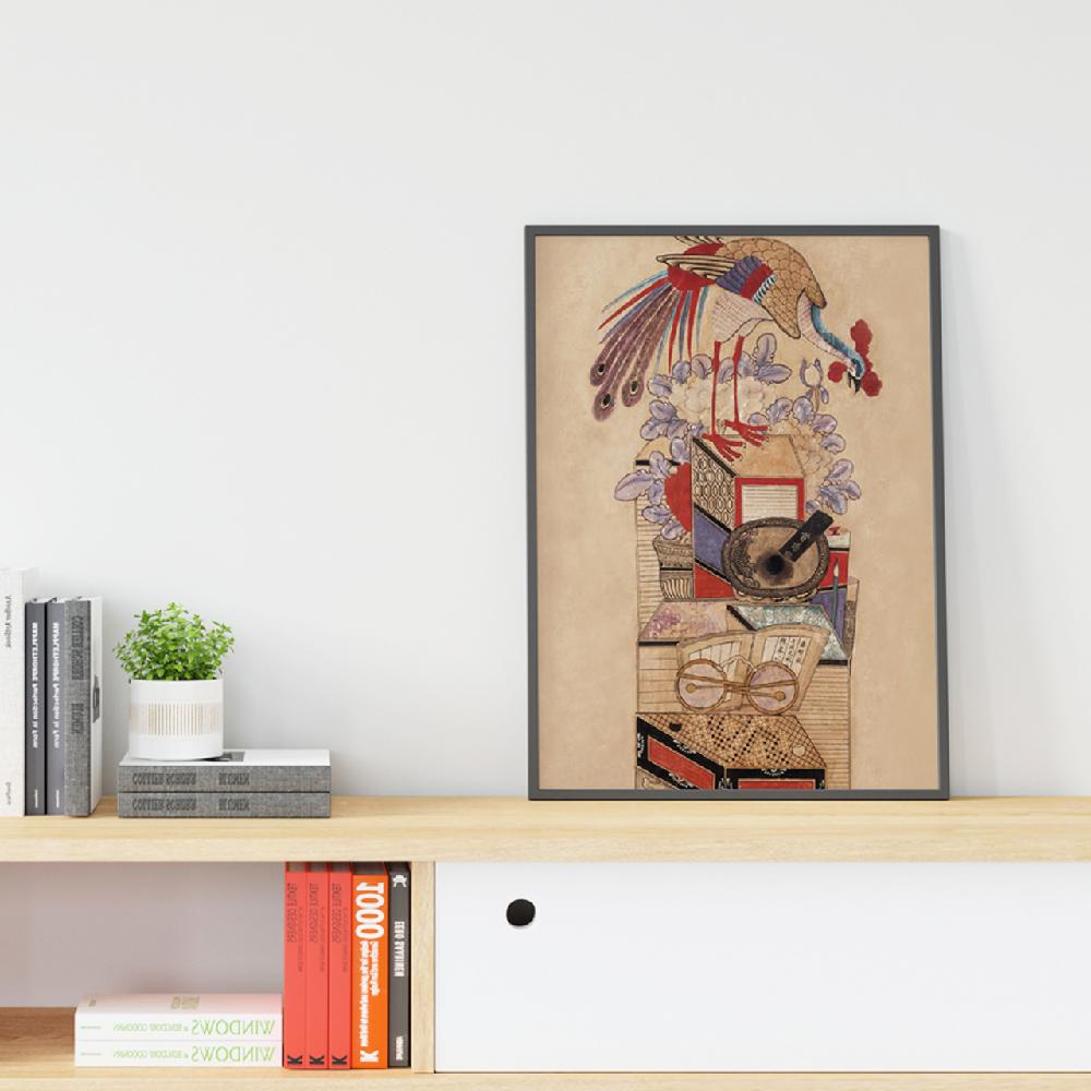 Korean Folk Art Frameless Art Print, minhwa drawing Korean art poster for home deco_'Chaekgeorido'