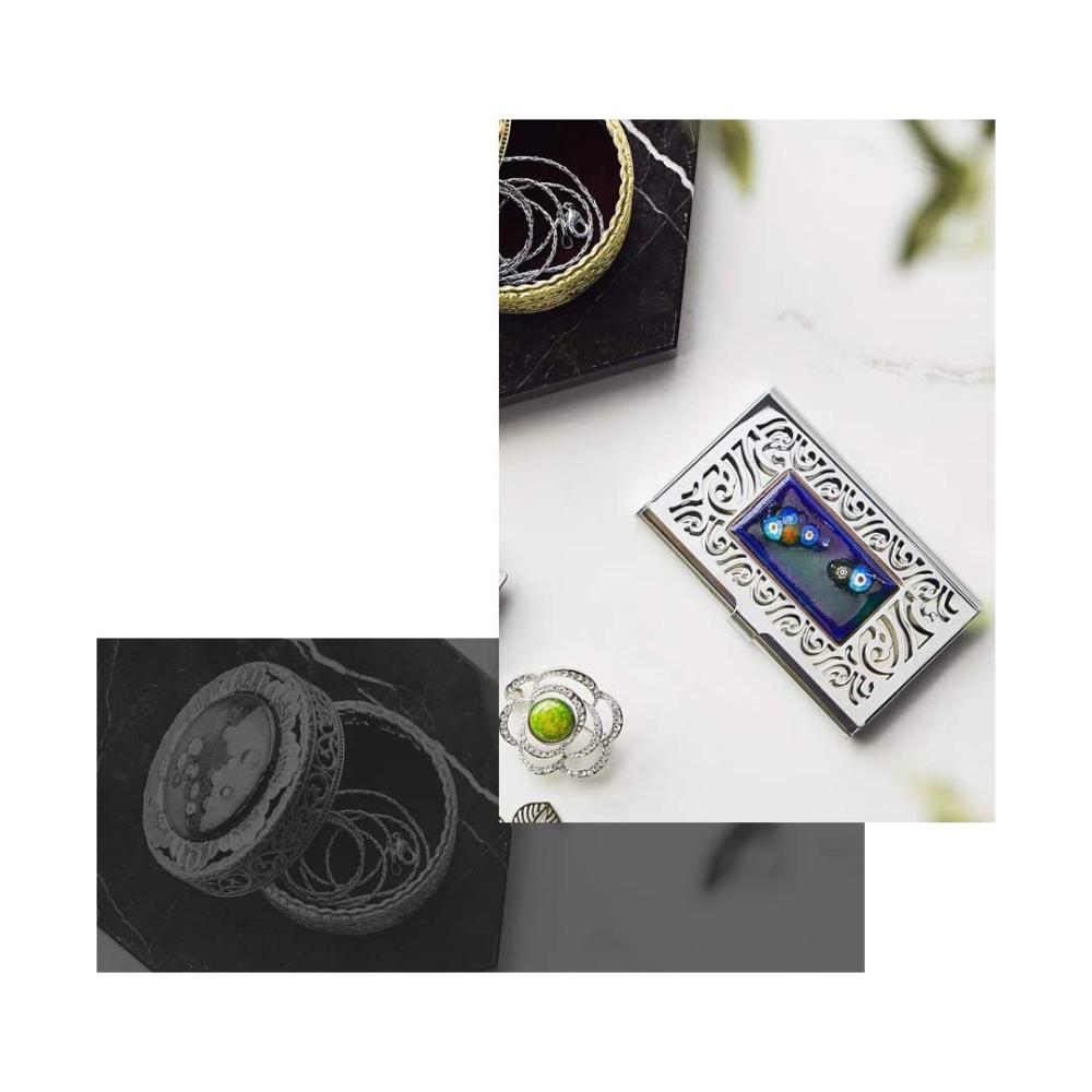 gjart Enameling Circled Jewelry Box, Light Pretty Glossy Gorgeous Flower Patterns Storage