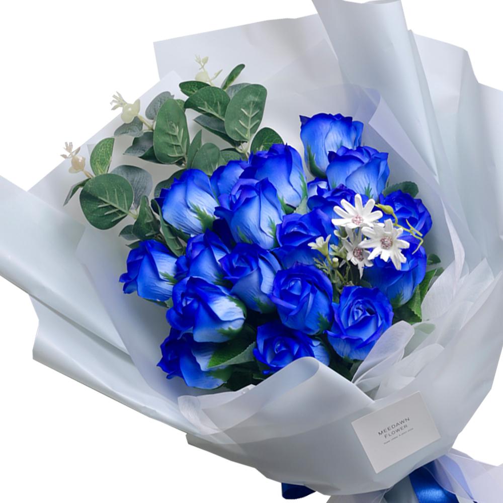 Soap Rose Flower Bouquet (Blue Rose)