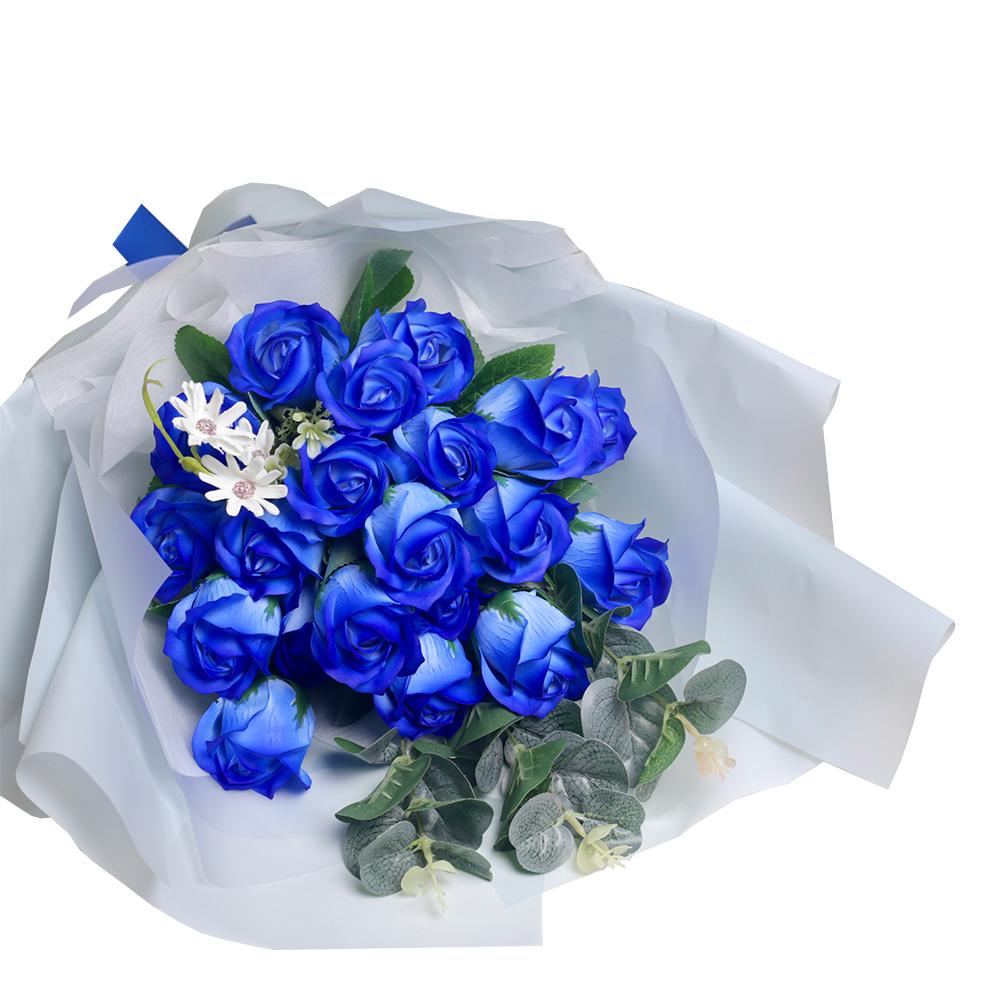 Soap Rose Flower Bouquet (Blue Rose)