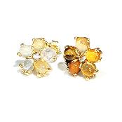 Flower Shaped Opal Colored Gemstone Uncolored Earrings