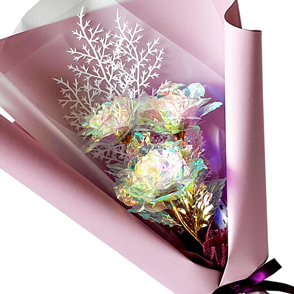 Hologram Mini Flower Bouquet Three snowflakes LED  (Indie Purple)