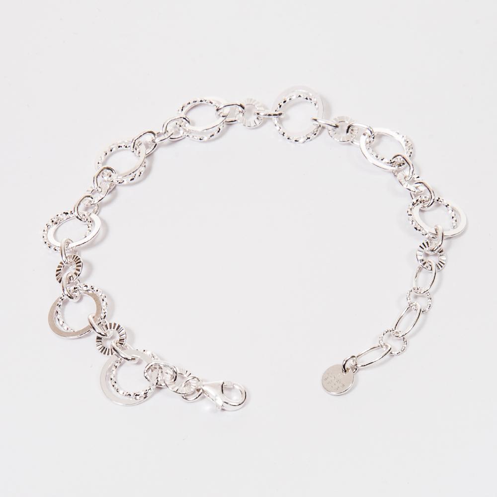 2 Patterned Round Silver Bracelet (Dia-cut/Mint-patterned)