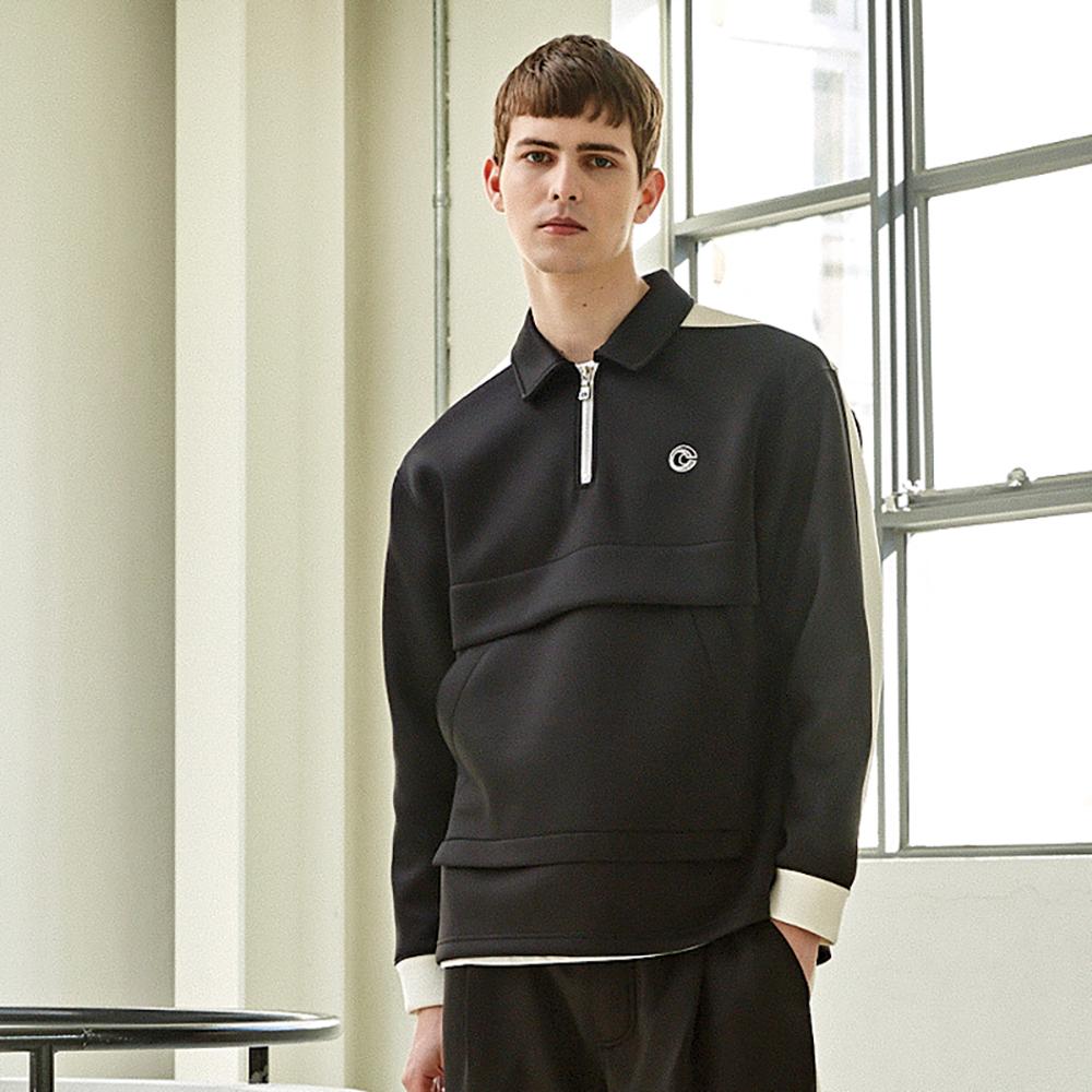 [CUSTOMUS] Luxury cushion fabric half zip-up sweat-shirt CFS23SKMT201