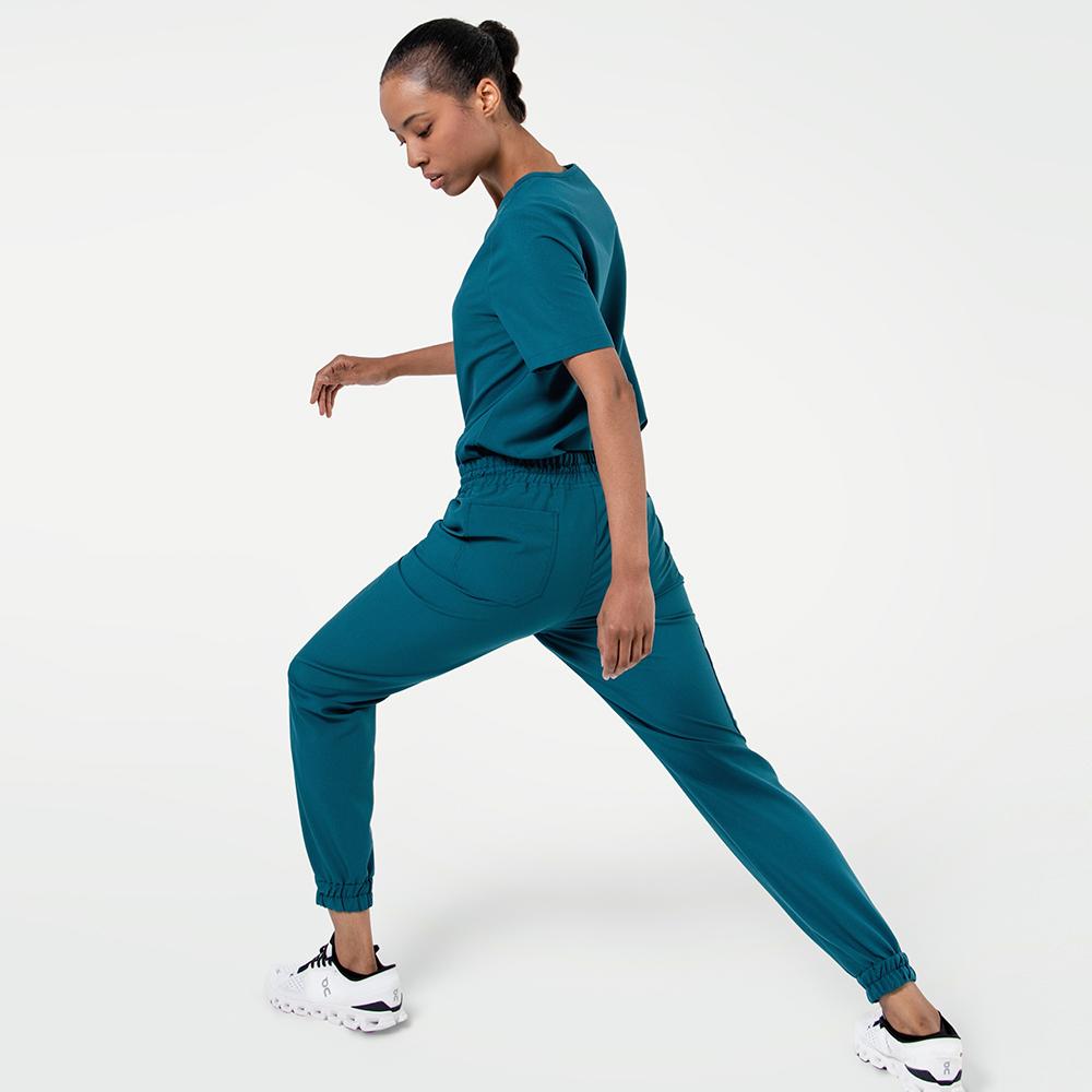 Women's-Double-Pocket-Scrub-Top-Ocean-Teal