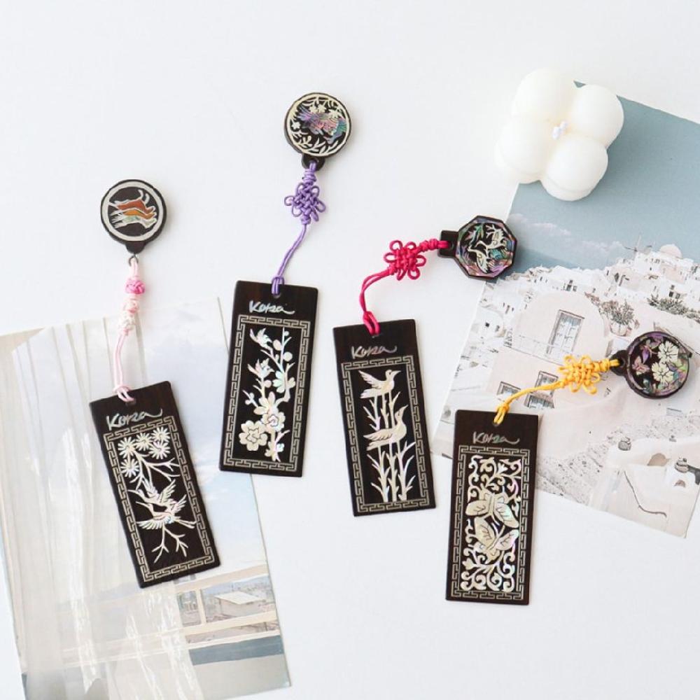 Korean Traditional Mother-of-Pearl Ebony Wood Bookmark (Handmade)